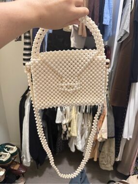Ivory Bridal Beaded Pearl Top-Handle Bag